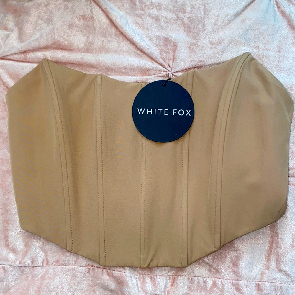 White Fox tan corset
